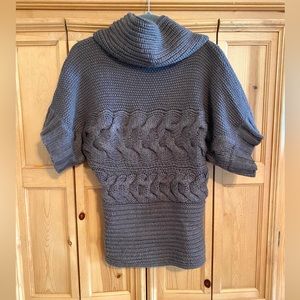 Dex - Anthropologie Brown Turtleneck Cable Knit Short Sleeve Chunky Sweater Sz M
